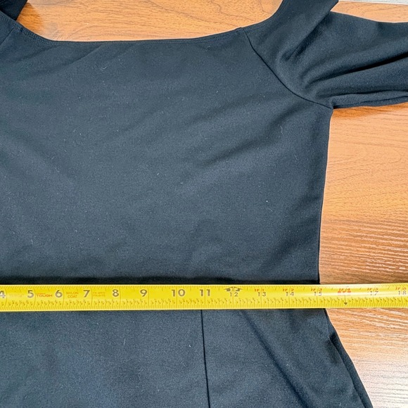 American Eagle Black Long Sleeve Stretchy Mini Dress Boat Neck with Slit Size L - Picture 10 of 13